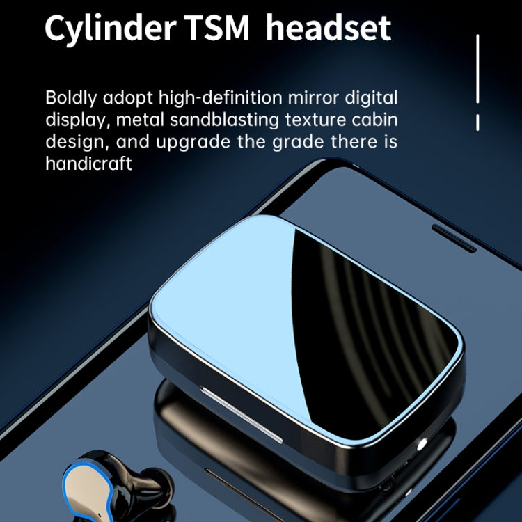 Écouteurs sans fil Bluetooth 5.1 TWS M9, affichage numérique miroir, avec boîtier de chargement et lampe de poche, prise en charge tactile, Siri et affichage de la batterie, M9 (noir)